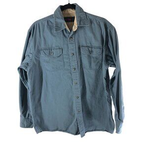 Wrangler Mens M Blue Button Up Shirt Long Sleeve Premium Quality 100% Cotton